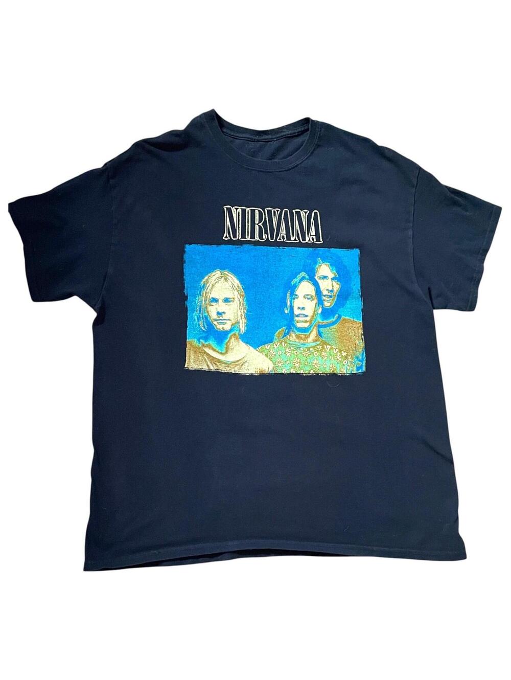 Nirvana Erode Indigo T Shirt Mens XL Black Band Tee CLEAN!